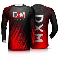 Camiseta de compresión DXM Sports Rash Guard de manga larga - Negro/Rojo